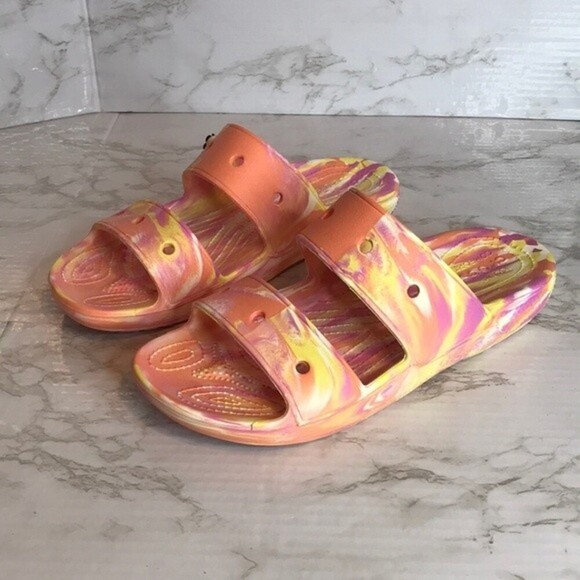 Crocs classic tie dye marble sandals size 11 - Picture 3 of 9